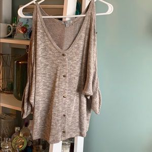 Nude open should sweater